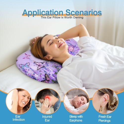 Ear Piercing Pillow for Side Sleepers Pillows with Holes for Ear Pain,Donut Pillow for Ear Side Sleeping Pillow for Adults CNH Ear Pain Relief Pressure Sores Ear Pillow with Hole in Center