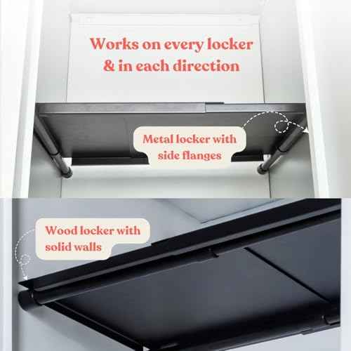 10''-16.5'' Adjustable Locker Organizer | Metal, Heavy Duty Steel Locker Organizer for School & Gym | Expandable Tension Shelf | Locker Divider Shelf Black
