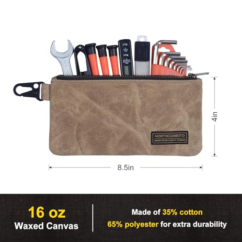 Small Tool Bag, Waxed Canvas Zippered Pouch, Tool Pouches with Zipper, Utility Small Tool Pouch for Tool Organizers and Storage, 8.5" x 4" - 4-Pack