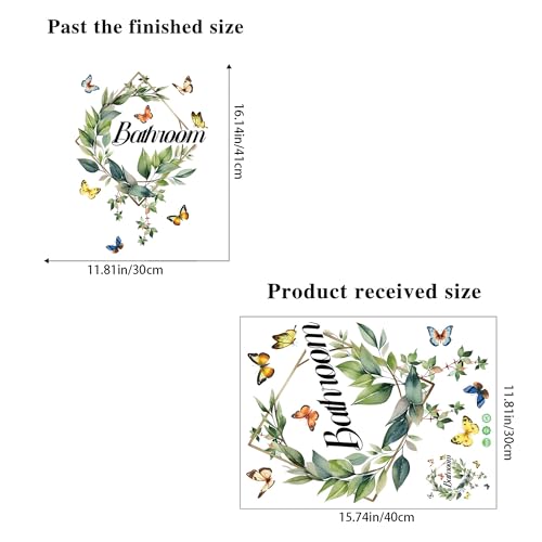 2 Pcs Bathroom Toilet WC Sign Door Stickers Washroom Wall Decals Peel and Stick Removable DIY Beautiful Flower Wash Room Door Decor (Bathroom)