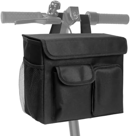 Mobility Scooter Bag, Electric Scooter Basket, Knee Scooter Basket, Mobility Scooter Caddy with 14 Inches Laptop Pocket and 2 Cup Holders for Bike, Mobility Scooter Accessories for Adults