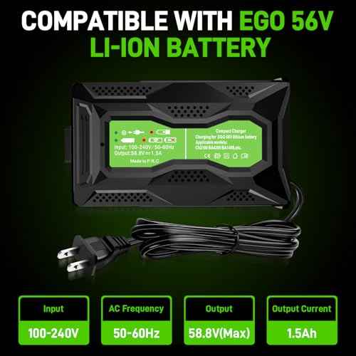 Mini Charger for EGO 56V Battery, Replacement Rapid Charger for EGO 56 Volt CH5500 CH2800D Fast Charging for BA2800 BA4200 BA1400 BA5600 Battery