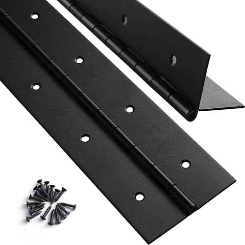 2 Pack Heavy Duty Piano Hinge 48 Inch x 2 Inch Width, 0.047'' Thick Stainless Steel Black Continuous Hinge for Cabinet, Door, Toolbox, Wooden Box, Metal Plate, Furniture, Industrial Project