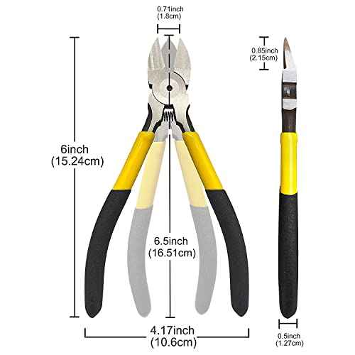 Wire Cutters6.5 inch, 2 Pack, Flush Cutters,BOOSDEN Spring Loaded Cutting Pliers,Side Cutters