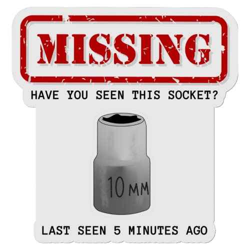 Funny Auto Mechanic 10mm Socket Ratchet Wrench Vinyl Sticker Decal - 3 Pack