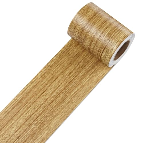 Decotalk Wood Wallpaper Border Peel and Stick Light Wood Border Wallpaper Removable 3"x236" Mirror Frame for Kitchen Wooden Wall Paper Borders Sticker Self Adhesive Wallpaper Borders Roll Woods Look