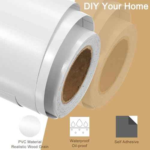 uxcell Wood Grain Tape, 2" x33 Ft Self Adhesive Wood Grain Repair Patch for Baseboards, Doors, Floor Repair, Furniture Home Decor Pearl White