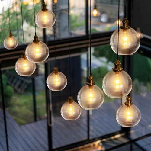 4 Pack Fixture Replacement Globe Shade 6 Inch Diameter E26 Base 1-5/8 Inch Fitter Round Glass Globe Lampshade Cover for Pendant Wall Sconce Chandelier Vanity Light(Clear)