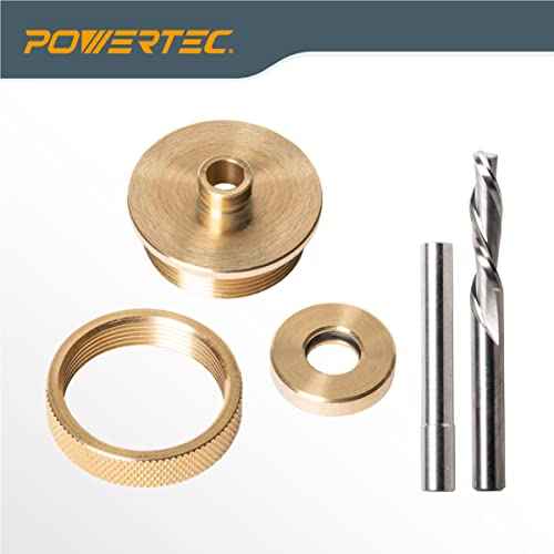 POWERTEC Solid Brass Inlay Kit. Router Bit with 1/4" Cutting Dia. & Shank. Fits Porter-Cable Style Router Base Plate. Works with Router Templates for Woodworking Tools & Router Accessories (71729)