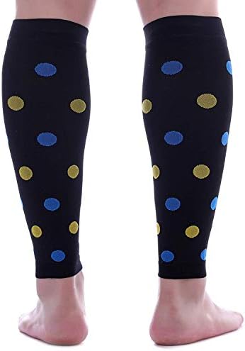 Doc Miller Calf Compression Sleeve – Footless Socks for Women & Men, 20-30mmHg, Shin Splint & Leg Cramp Support, Varicose Veins, Knee High, 1 Pair, Polka Dot