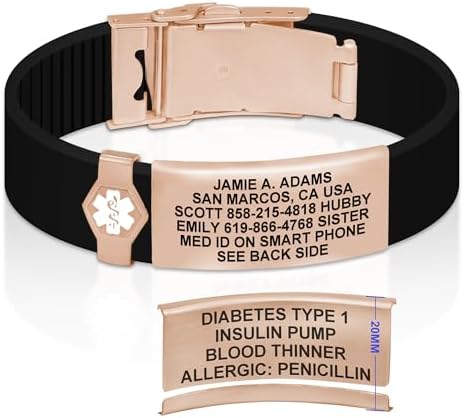 Divoti Custom Engraved Medical Alert ID Bracelet – Dual-Sided Laser Etching, Silicone Wristband, Stainless Steel Security Clasp – Adjustable & Trim-to-Fit – Emergency Medical Info Band for Men & Women