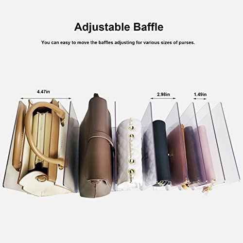 Purse Organizer for Closet, Adjustable Clear Shelf Dividers for Closet Organization Plastic Purse Storage Organizer Bag Organizer