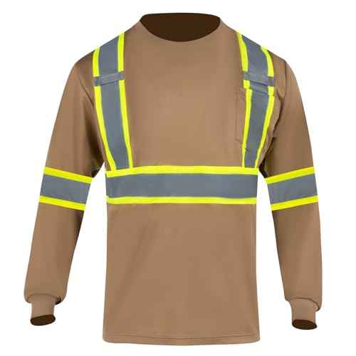 FONIRRA Long Sleeve Safety T Shirt Reflective High Visibility Construction Work Shirts ANSI Class 3 for Men