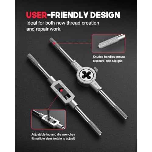 Kolvoii 81-Piece Tap and Die Set, SAE & Metric #4?1/2" & M3?M12, Heavy-Duty GCr15 Steel Rethreading Tool Kit with Coarse & Fine Threads for Cutting & Rethreading Internal and External Threads