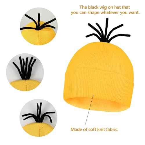 6 Pcs Women's Halloween Costume Accessories Set, Goggles/Yellow Beanie/Blue Dress/Blue Suspenders/Gloves/Yellow Stockings
