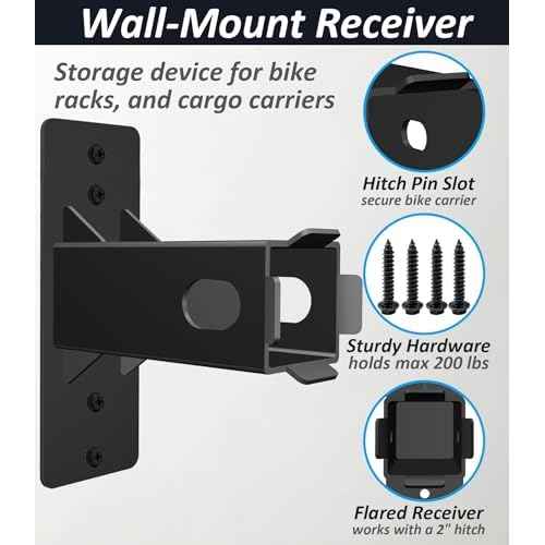 WIPHANY Hitch Wall Mount Bike Cargo Rack Hanging Holder Hanger Garage Organizer Trailer Receiver Storage Hanging Holds Max 200 lbs Heavy Duty Stand Bicycle Hook Accessories 2 inch