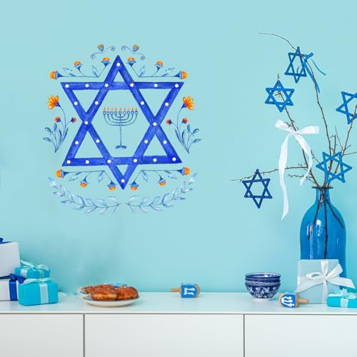 Hanukkah Decorations, Hanukkah Wall Decals, Removable Star of David Wall Stickers,Chanukah Peel and Stick Wall Art for Jewish Holiday Decor
