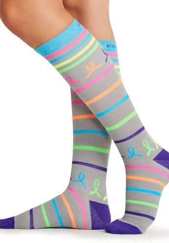 Cherokee Women's 10-15mmHg Compression Socks – Fun Print Knee Highs with Light Support, Soft Feel - PRINTSUPPORT