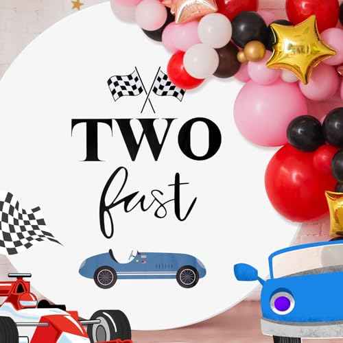 Two Fast Birthday Sticker Sign for Backdrop, Birthday Decorations Race Car Party Decorations for Wall Wood Poster Board Mirror Two Fast Backdrop for Balloon Arch Party Playroom