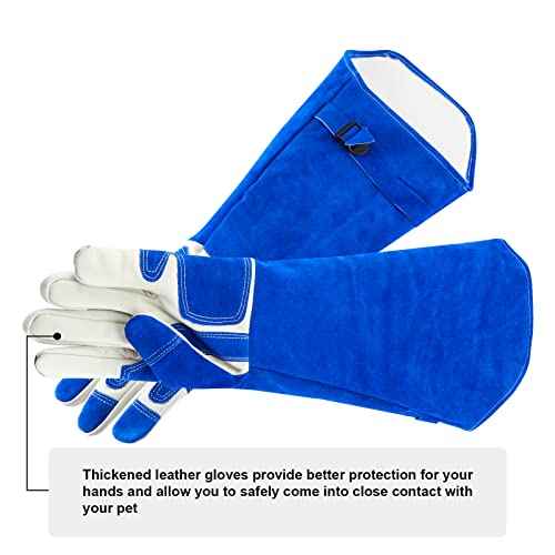 Animal Handling Gloves Bite Proof Reinforced Leather for Dog Training Cat Scratch Falcon Reptile Grabbing Snake