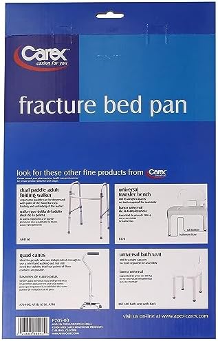 Carex Fracture Bed Pan with 47.3 oz Capacity, Portable Bed Pans for Elderly, Easy Clean Bedpan with Convenient Back Handle for Easy Grasp, Lightweight Female Urinal, Bedpan for Bound/Bedridden Patient