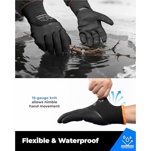 toolant Winter Work Gloves for Men & Women, 3/4 Waterproof Freezer Gloves with Thermal Insulated, Durable, Strong Grip