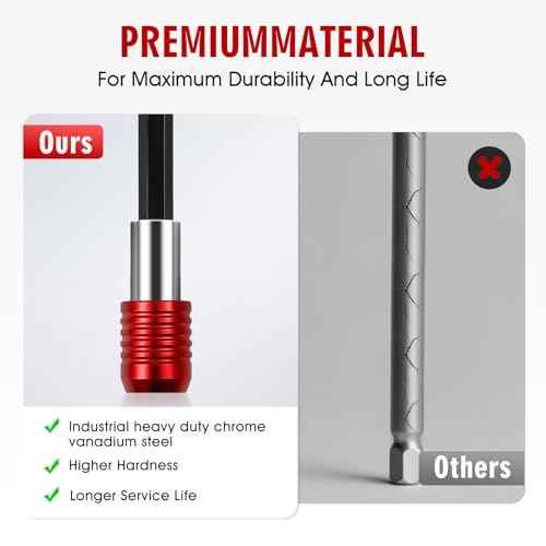 2/4/6/12'' Drill Bit Extension with Magnetic Bit Holder, 1/4'' Hex Drill Extension Bit Holder for Impact Driver, Cr-V Steel Quick Release (4PCS)