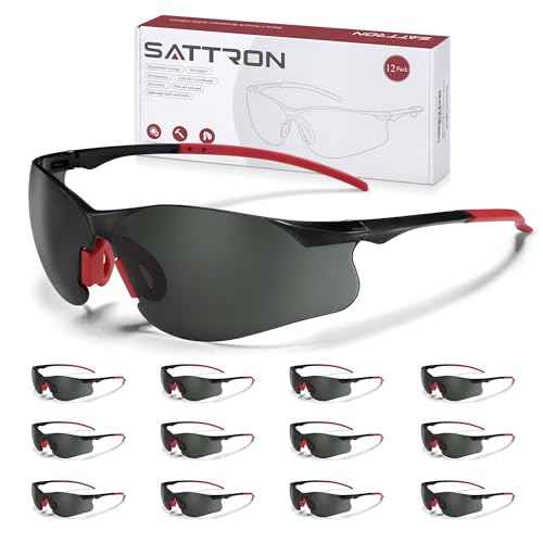 Safety Glasses Tinted 12 Pack, Protective Eyewear for Men Women UV Protection ANSI Z87.1, Safety Sunglasses Bulk Scratch Impact Resistant Eye Protection with Nose Pads for Construction Work Smoke