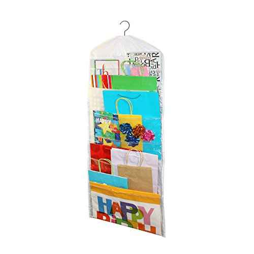Gift Bag Organizer - Storage for Gift Bags, Bows, Ribbon and More - Organize Your Closet with this Hanging Bag & Box to Have Organization with Clear Pockets by Jokari