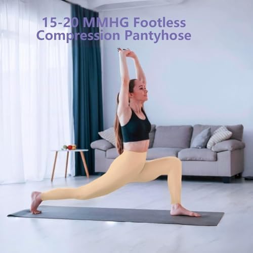 Compression Pantyhose for Women Men, 15-20 mmHg Footless Medical Graduated Compression Tights Compression Stockings