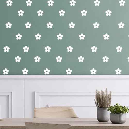 64 Flowers/Set of White Flower Pattern Wall Stickers for Children's Room Girl's Room Nursery (6.8X6.8CM)