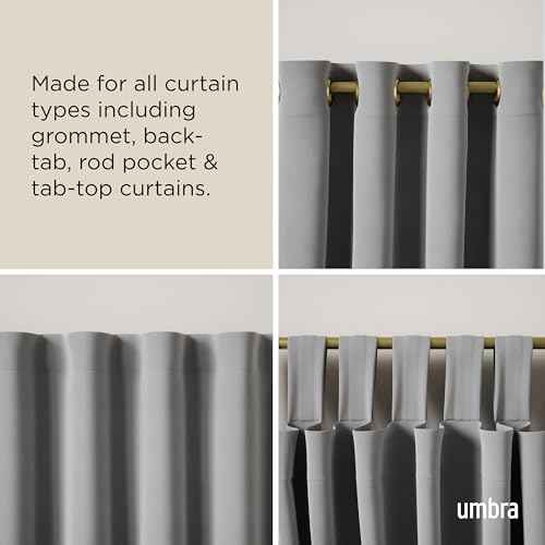 Umbra Cappa Modern 1" Curtain Rod, Includes 2 Matching Finials, Brackets & Hardware, Brass