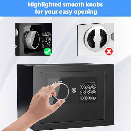 Digital Electronic Money Safe, Steel Security Lock Box with Keypad, Office Hotel Business Jewelry Gun Cash Safe, 0.23 Cubic Feet, 9.06" W x 6.69" D x 6.69" H£¨black£©
