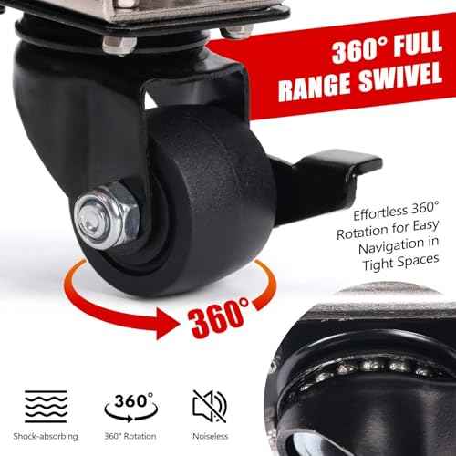 Upgraded Packout Caster Wheel Kit, Steel Construction Front Wheel with Brake for Milwaukee Packout Rolling Toolbox, 200 Lbs Capacity