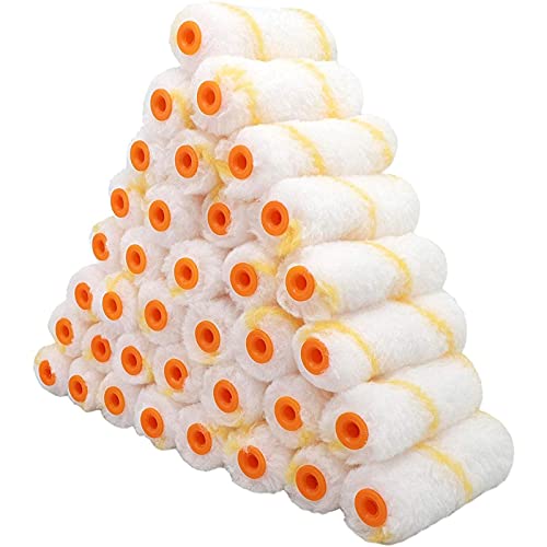 Juvale Mini Foam Paint Roller Covers - 36-Pack, 4-Inch - Foam Roller Brush Refills & Sleeves for Smooth, Even Coverage - Bulk Paint Set for Trim & Detail