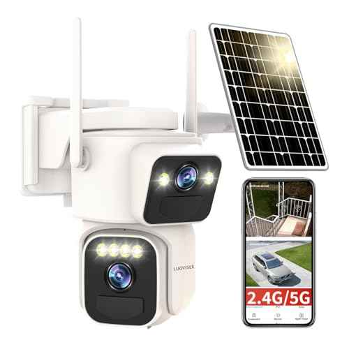 Solar Security Cameras Outdoor Wireless,2.4G/5G WiFi Cameras for Home Security, Dual Lens PTZ Motion Zone,2-Way Audio,Night Vision,Weatherproof,SD/Cloud Storage