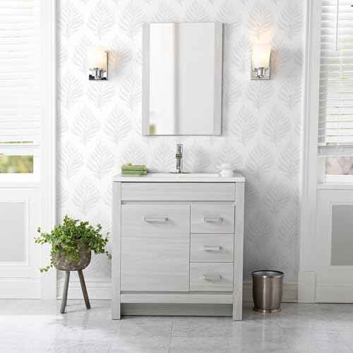 GloryTik Peel and Stick Wallpaper Boho White/Grey Floral Contact Paper Modern Removable Self Adhesive Wall Paper Leaf Waterproof Wallpaper for Cabinets Bedroom Vinyl Rolls (17.3" x 78.7")