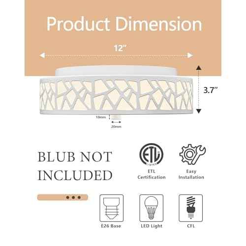 2-Light Flush Mount Ceiling Light, 12 inch Modern Close to Ceiling Light Fixture with White Metal and Frosted Glass Shade for Hallway, Kitchen, Bedroom(2 PK)