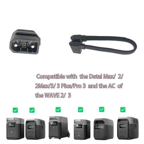 Extra Battery Connection Cable Compatible with Delta 2, 2 Max, 3 Plus, Wave 2, Wave 3, Gray Braided Power Third-Party Accessory£¬Pro 3 Not Compatible
