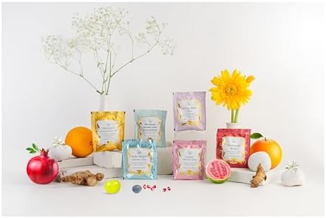 The Vedas garden of Fruits Premium Herbal Tea Selection Gift Set Box | Mothers day gift for mom Ideal Gifts For Women & Men, Birthday, Anniversary & Self-Care Eco-Friendly | 24 handstitched cotton teabags | 6 different flavours