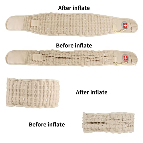 Decompression Back Belt Inflatable Lower Back Brace for Lower Back Pain Relief Lumbar Traction Device with Hand Pump, One Size Fits 29-49 Waist