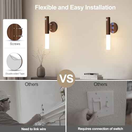 Rechargeable Motion Sensor Night Lights - 2200mAh Battery Operated Wall Sconces, Wireless Wall Lights Sconce, Magnetic Portable Hallway Light for Picture Stair Cabinet, 3000K 4 Pack