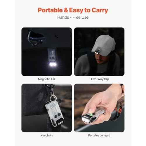 VEVOR Rechargeable Keychain Flashlight, Mini LED Flashlight with 13 Lighting Modes, Portable Pocket Flashlight with Clip, Magnetic Tail & 180¡Æ Rotating Head for Everyday Carry, Camping, Emergencies
