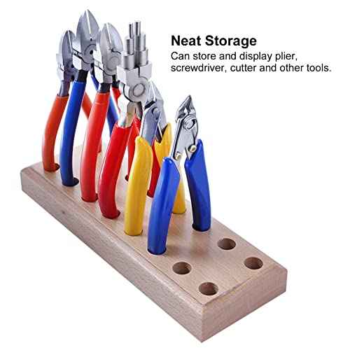 Plier Organizer Pine Wood Display Stand Base Wooden Cutter Holder Rack 16 Holes for Storage