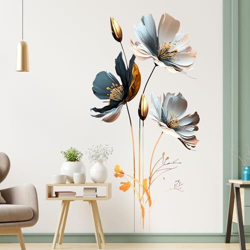 New Chinese Style Relief Lotus Wall Decal 3D Floral Wall Sticker DIY Removable Peel and Stick Wall Art Mural for Living Room Bedroom Porch Sofa Background Board Furniture Decoration