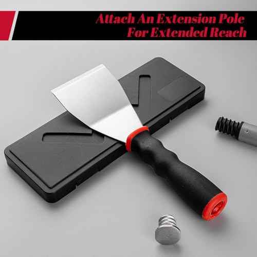 Mister Rui Bent Heavy Duty Scraper, 3 Inch Bent Scraper, Stainless Steel Putty Knife with Hammer End, Spackle Knife with Soft Grip Rubber Handle, Paint Scraper Tool for Wood