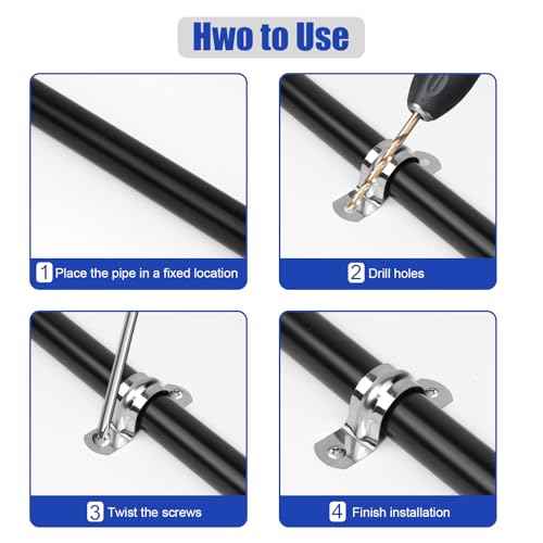 20Pcs 2 Inch Stainless Steel Conduit Clamps, 2 Hole Strap U Bracket Rigid Pipe Strap, Tension Clips U-Tube Clamp for Pipe Fixing on Various Surfaces
