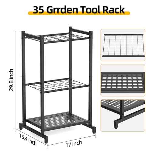 Garden Tool Organizer for Garage£¬Garden Tool Storage Rack with Wheels£¬Yard Tool Holder for Garage, Shed, Outdoor, Tool Stand