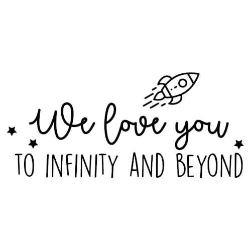 Vinyl Wall Art Decal - We Love You to Infinity and Beyond - 11" x 24.5" - Cute Sweet Charming Rocket Ship Stars Kids Home Bedroom Playroom Nursery Living Room Indoor Decoration Quote