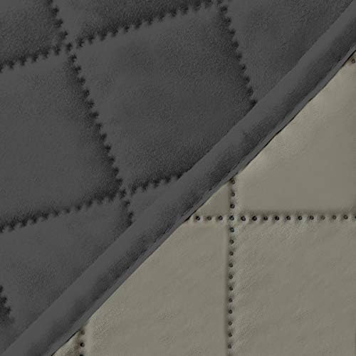 Easy-Going 4 Seater Sofa Slipcover Reversible Sofa Cover Water Resistant Couch Cover with Foam Sticks Elastic Straps Furniture Protector for Pets Children Dog Cat (XX-Large, Darkgray/Beige)